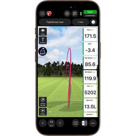 FlightScope Mevo Gen2 Launch Monitor Analytics App on Mobile Cell Phone - iPhone